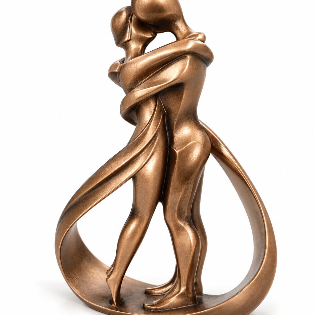Omfavnende Par Skulptur - Bronzefarvet Kunstharpiks Boligdekoration - - Huis en tuin > Decoratie > Kunst > Beelden, sculpturen en standbeelden - {{ product_tags }