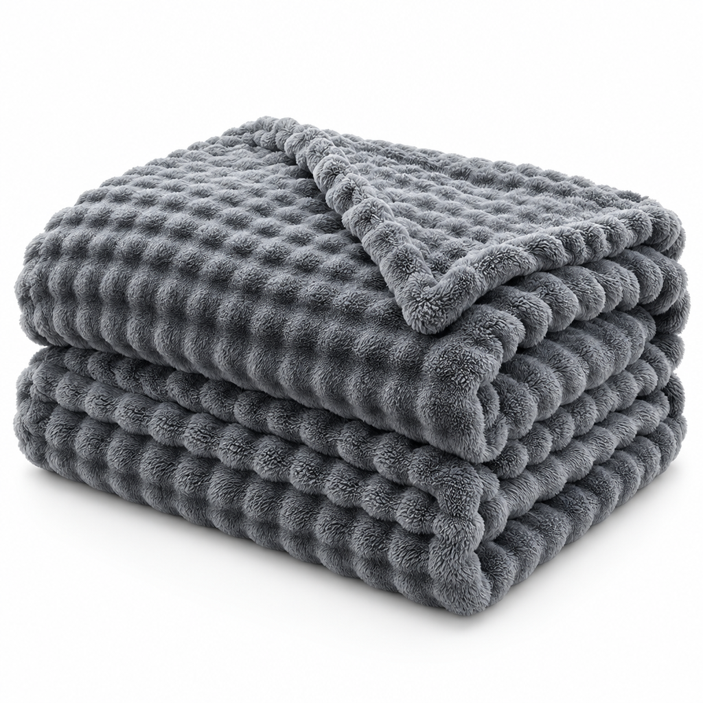 Struktureret Koralfleece Plaid til Sofa og Seng - - Huis en tuin > Linnengoed > Beddengoed > Dekens - {{ product_tags }