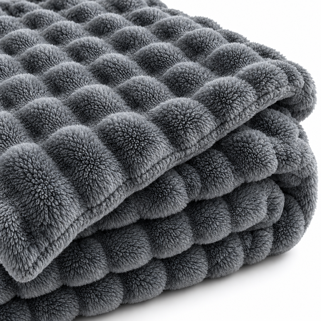 Struktureret Koralfleece Plaid til Sofa og Seng - - Huis en tuin > Linnengoed > Beddengoed > Dekens - {{ product_tags }