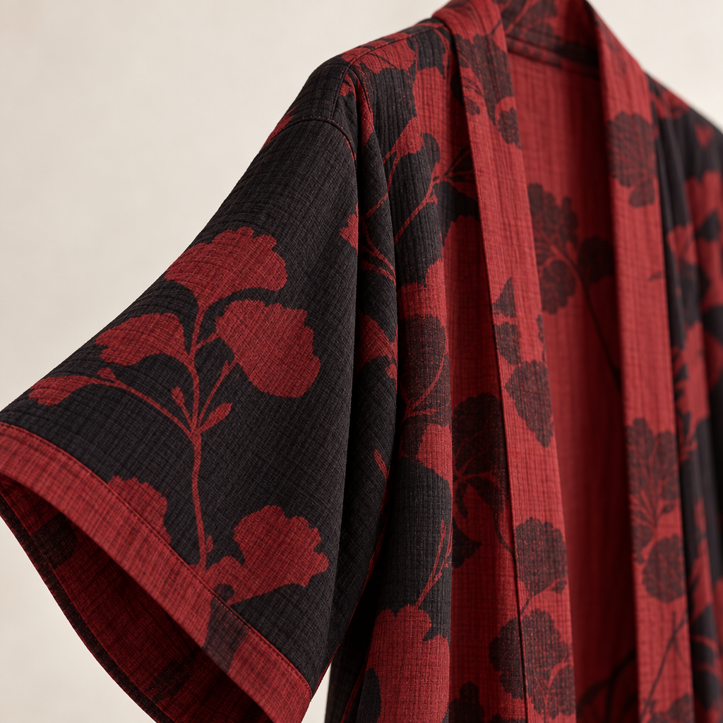 Bomuld Kimono Badekåbe med Vendbart Bladmønster - - Kleding en accessoires > Kleding > Nachtkleding en loungewear > Kamerjassen - {{ product_tags }