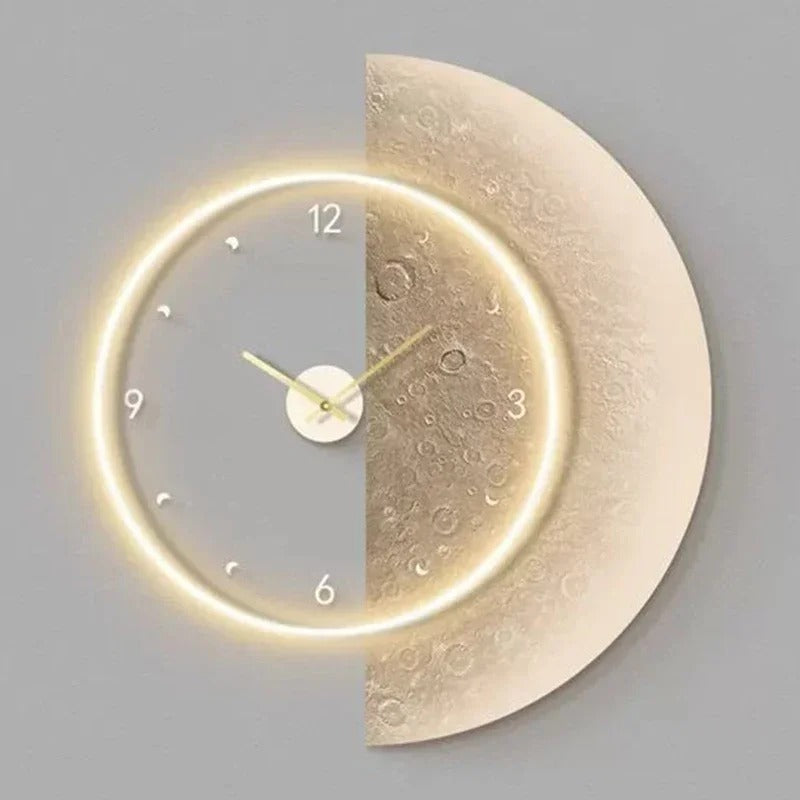Måne Vægur – Blødt LED-lys med Himmelsk Design