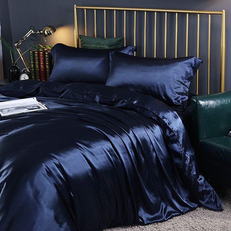 Bea | Luxury Sæt (4 stk) Silke/Satin Sengetøj Dynebetræk - 2x Pudebetræk - Hvid - - home & garden - {{ product_tags }