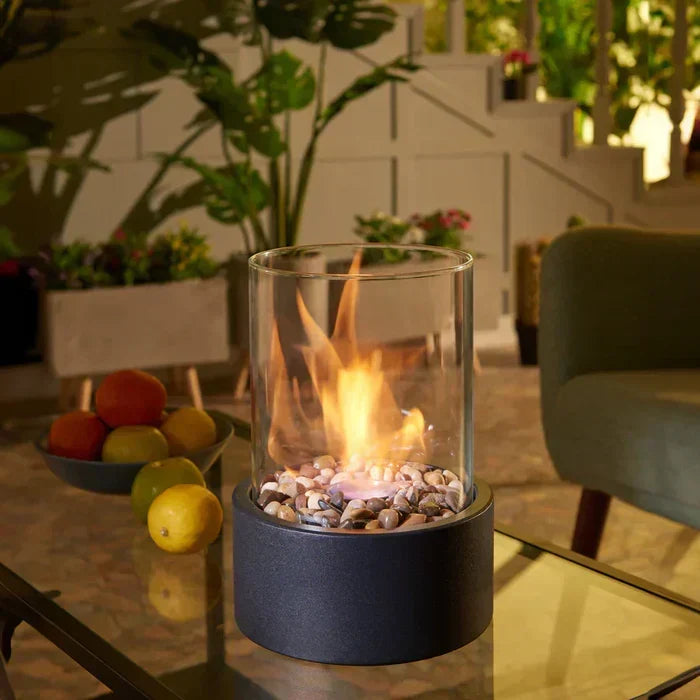 Bordlampe Terrasse Trådløs Sort Aluminium Flammeeffekt