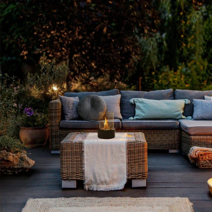 Bordlampe Terrasse Trådløs Sort Aluminium Flammeeffekt