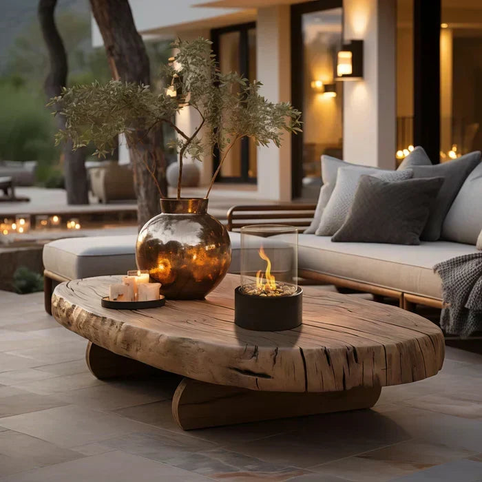 Bordlampe Terrasse Trådløs Sort Aluminium Flammeeffekt