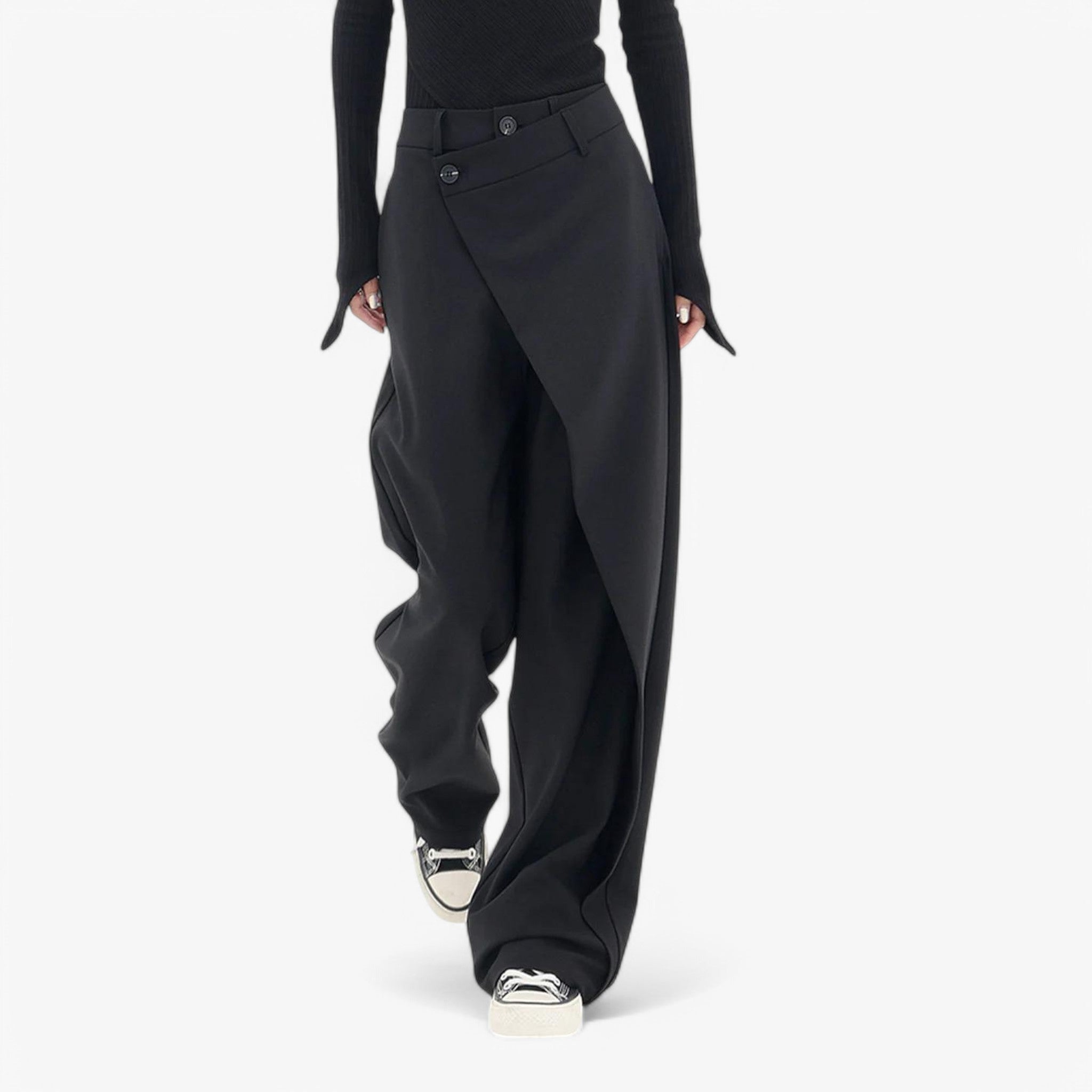 Lea - Asymmetrisk Bukser - Sort - women's fashion - {{ product_tags }