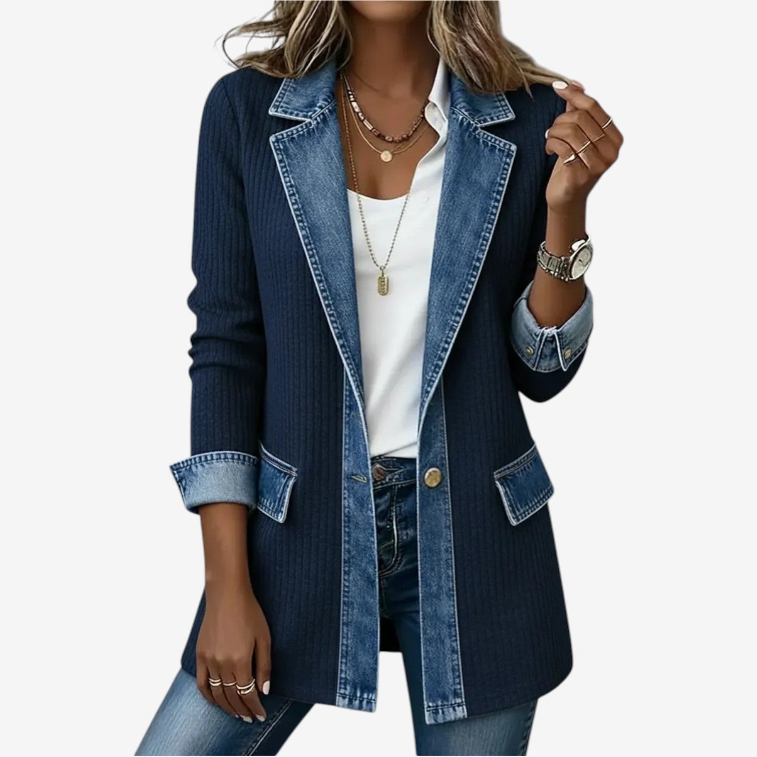 Emilia | Blazer i blendet denim