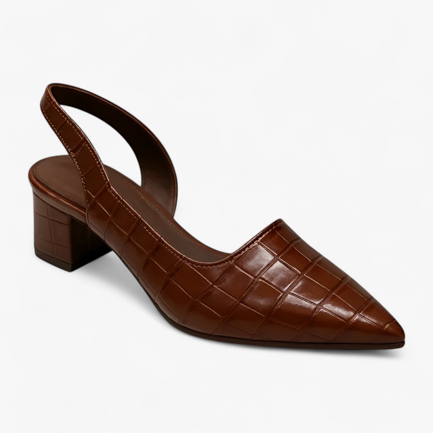 Amara | Croco Style Heels - Confident Walkability - Mørkebrunt - Sandals - {{ product_tags }