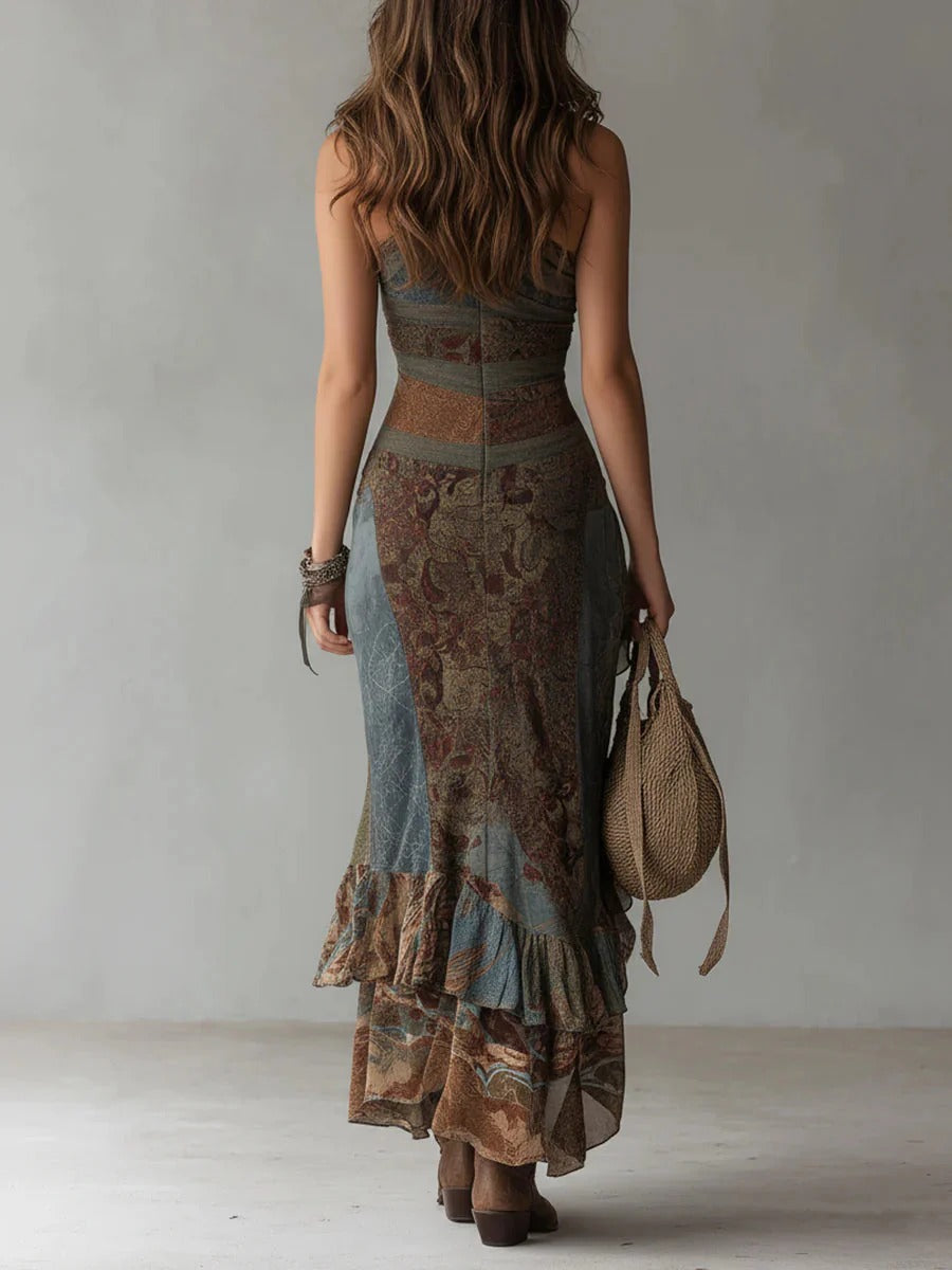 Marianna™ | Asymmetrisk lang kjole med etnisk print og sideslids - - - {{ product_tags }
