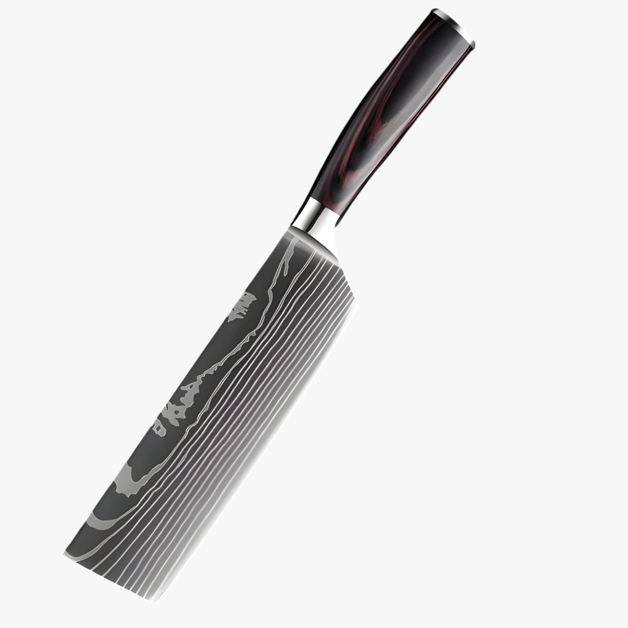 Calla - høj kvalitet japansk køkkenknivssæt med damaskusmønster - 7” HAKKEKNIV - Calla - høj kvalitet japansk køkkenknivssæt med damaskusmønster - €25 - {{ product_tags }