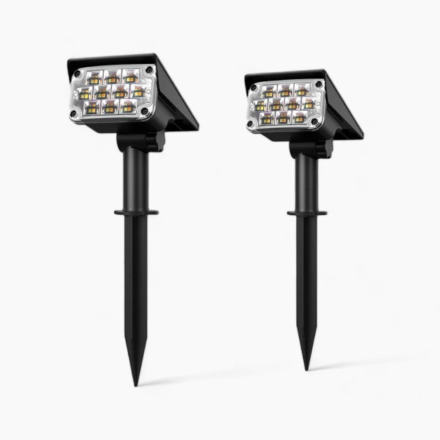 Luksus trådløs solcelle LED havespotlight til en magisk udendørs atmosfære - 2 lamper - house & garden - {{ product_tags }