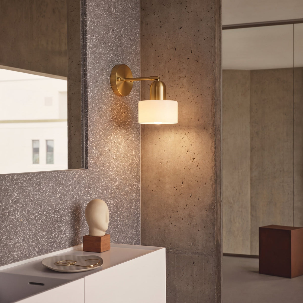 Bauhaus Væglampe i Farvet Glas - Moderne Planmonteret Lampe
