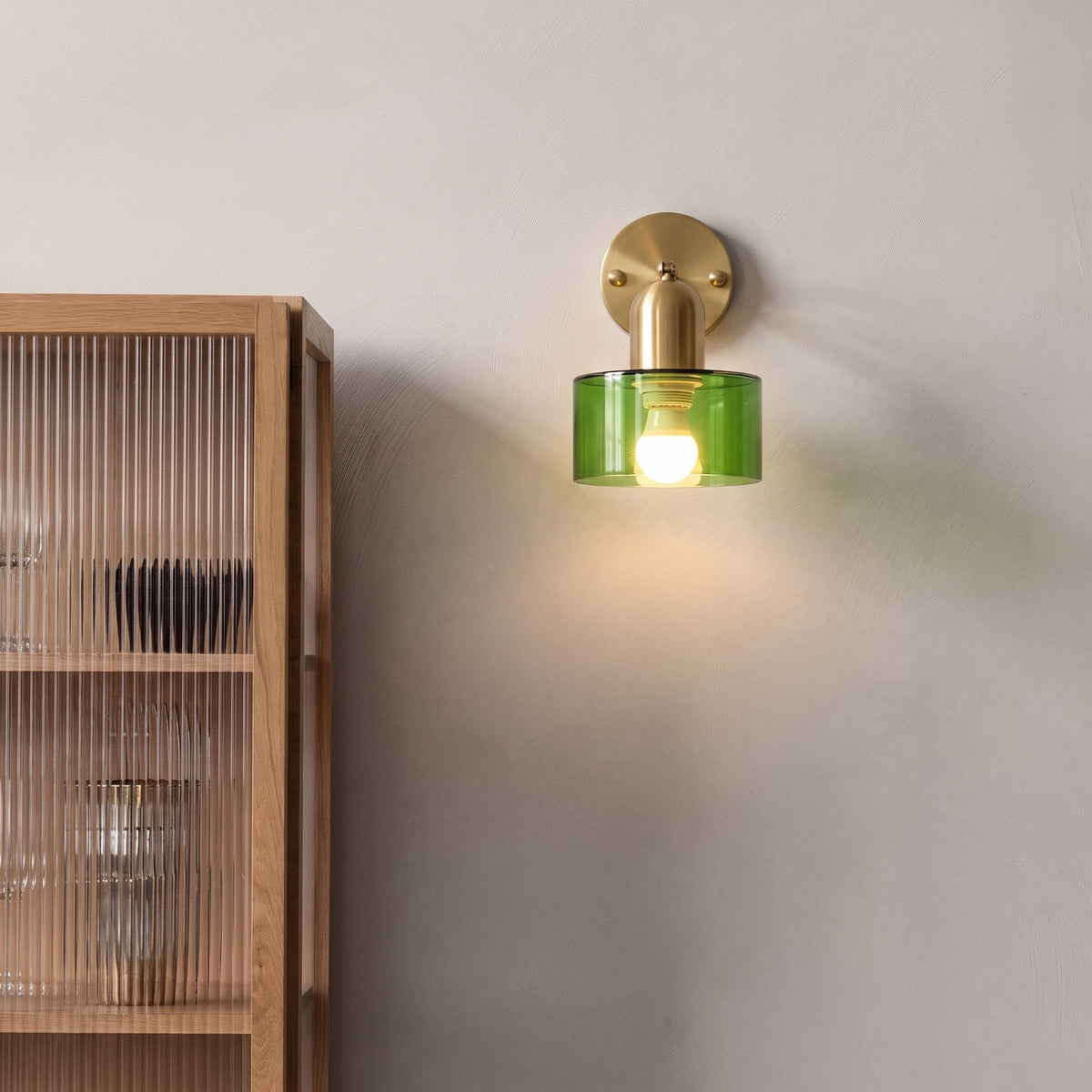 Bauhaus Væglampe i Farvet Glas - Moderne Planmonteret Lampe