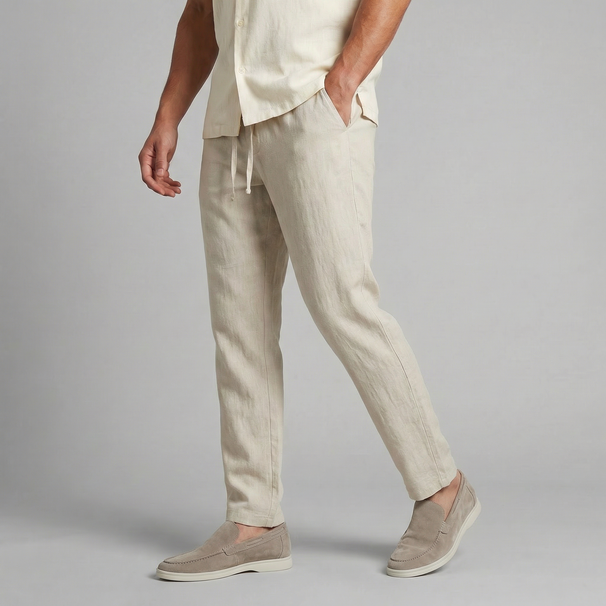 Hør Bukser Herre Wide Leg Casual Sommer - Hør - Herrebukser - {{ product_tags }