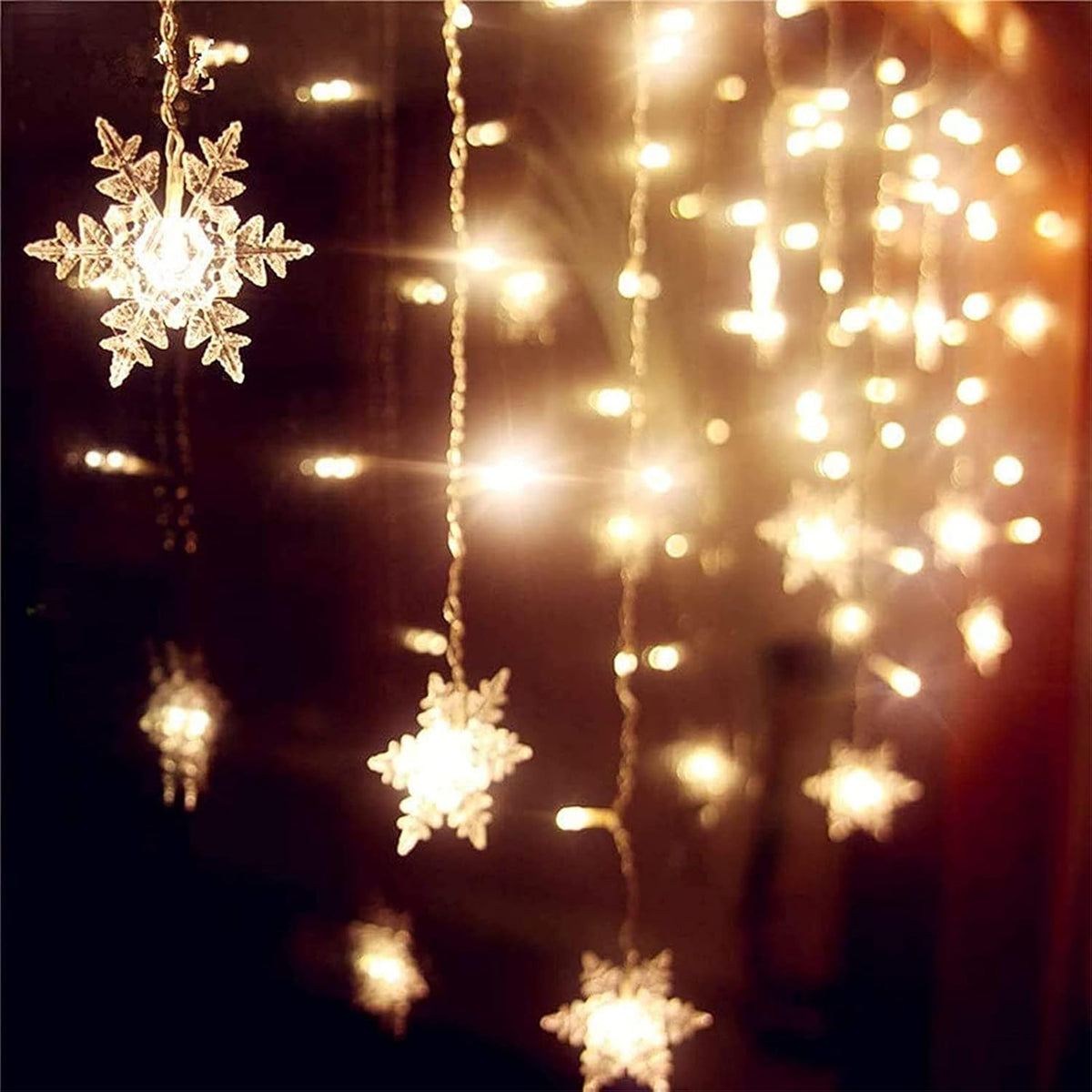 LED Snefnug Gardinlys – Jule-lyskæde med 8 Funktioner - - LED Curtain String Lights - {{ product_tags }