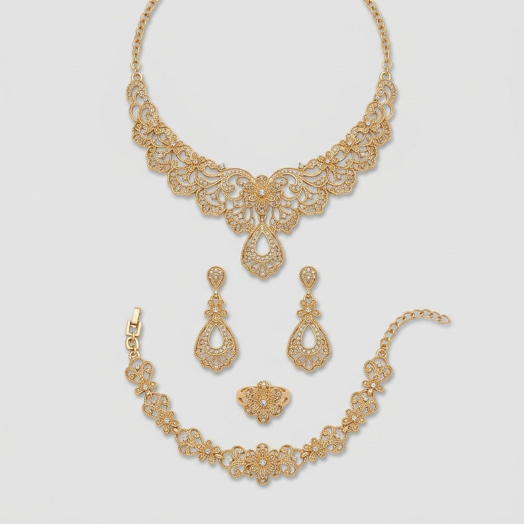 VERONICA Guldtonet Smykkesaet - - Jewelry Set - {{ product_tags }
