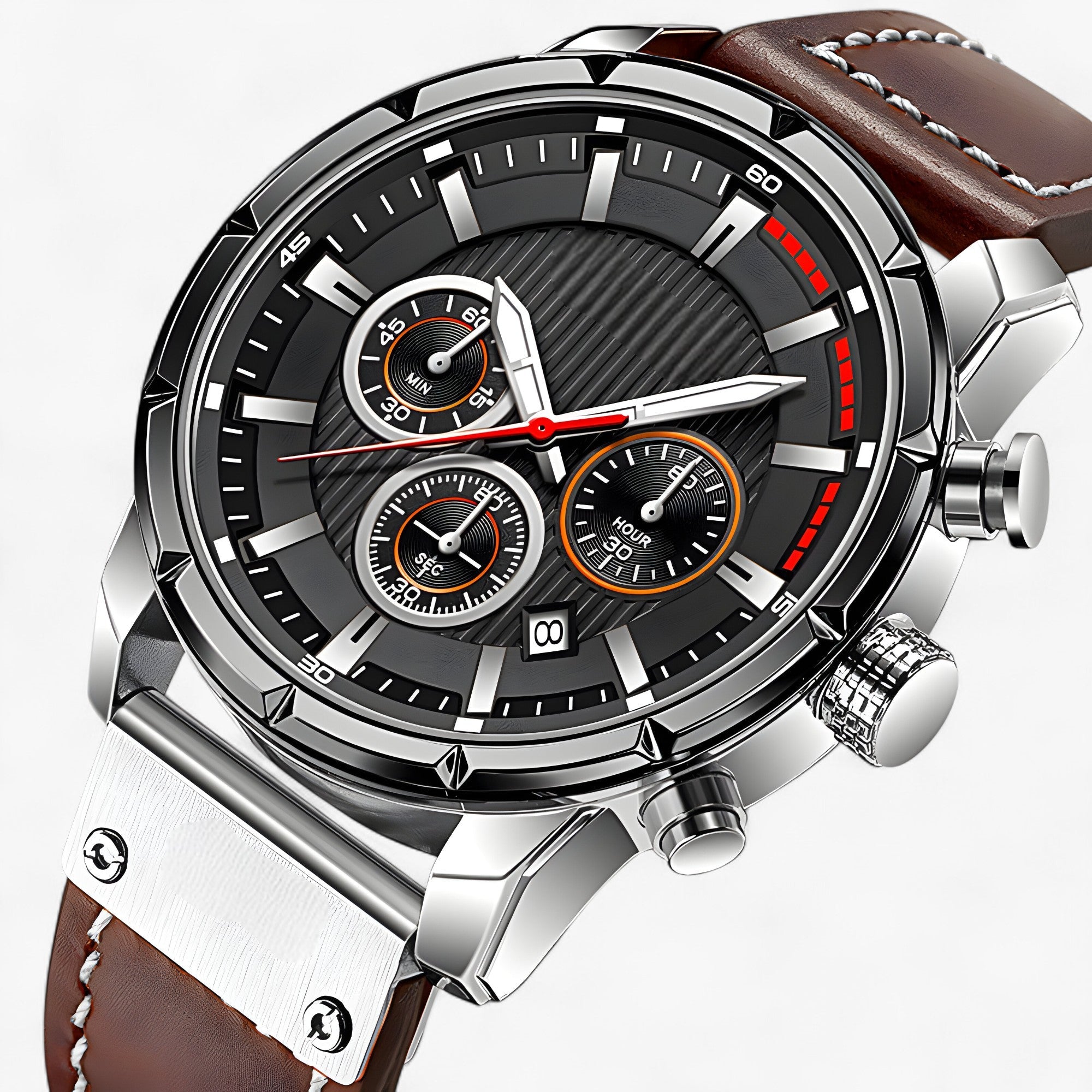 DOM Titan | Herreur til mænd - Robust stil med integreret lys - Brun sort - watches - {{ product_tags }