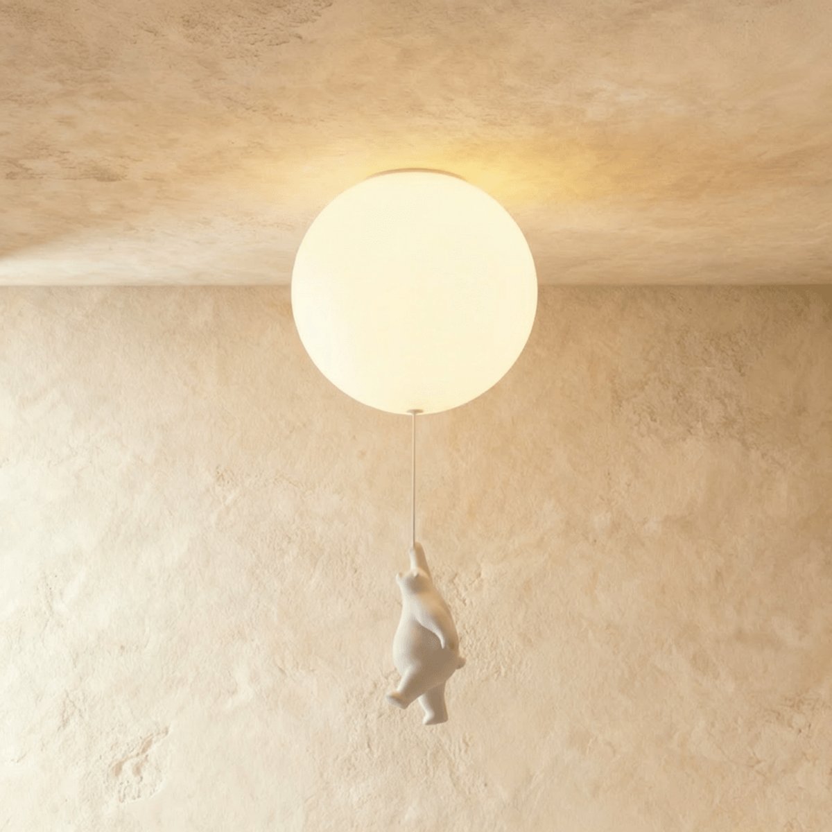 Minimalistisk Metal Loftslampe Med Bjørnefigur