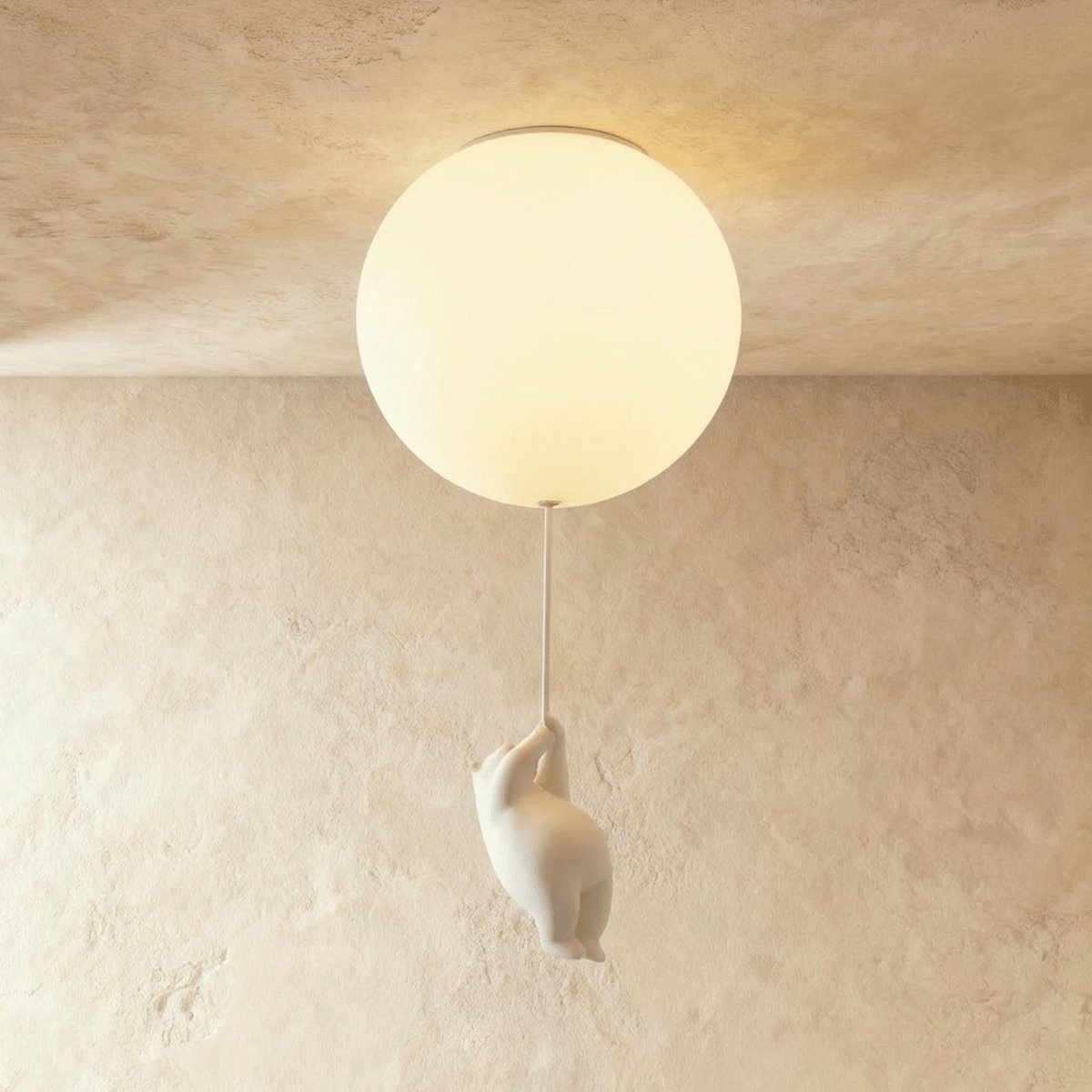 Minimalistisk Metal Loftslampe Med Bjørnefigur