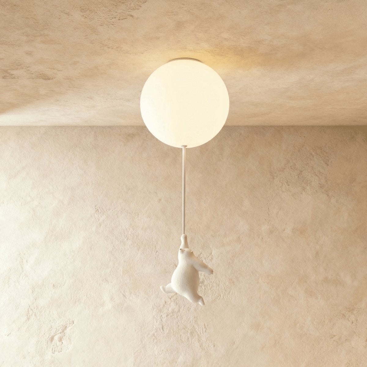 Minimalistisk Metal Loftslampe Med Bjørnefigur