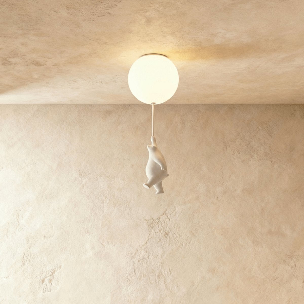 Minimalistisk Metal Loftslampe Med Bjørnefigur