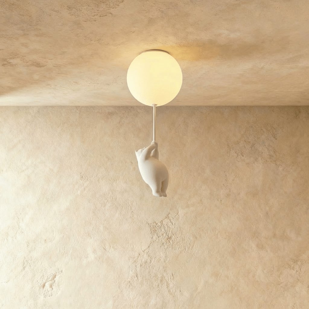 Minimalistisk Metal Loftslampe Med Bjørnefigur