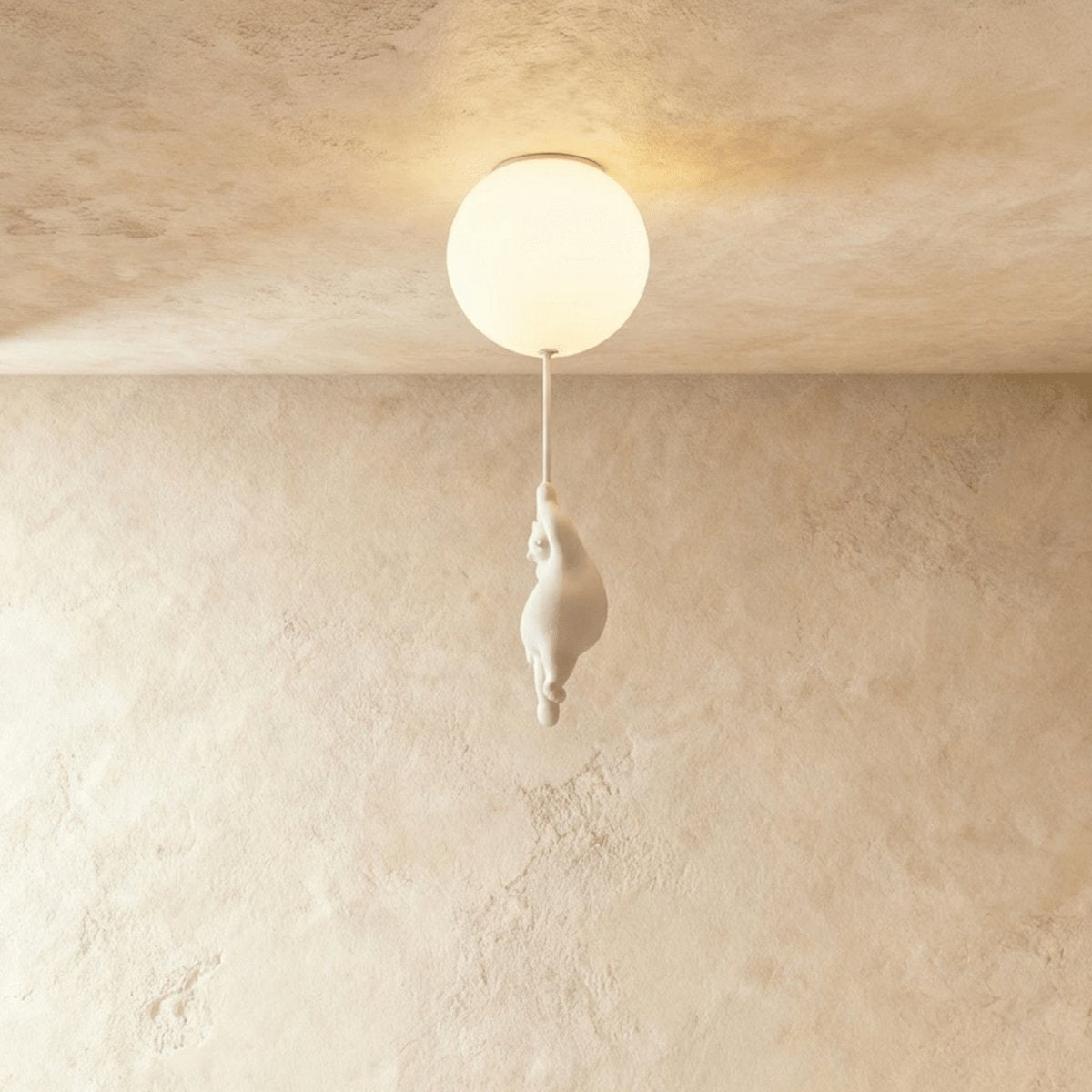 Minimalistisk Metal Loftslampe Med Bjørnefigur