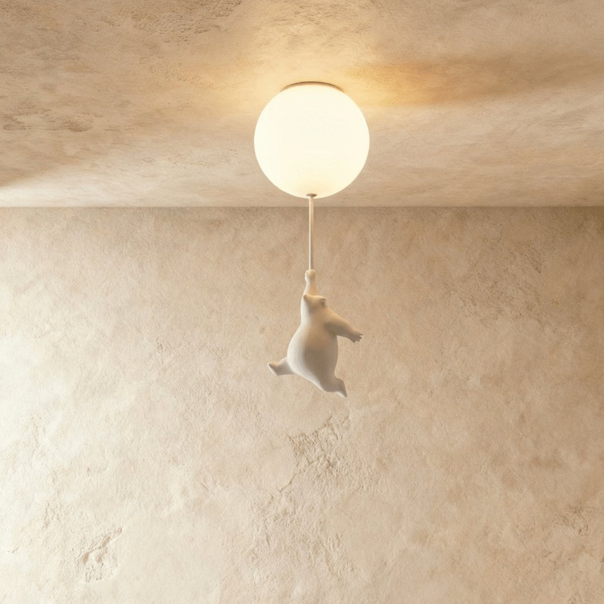 Minimalistisk Metal Loftslampe Med Bjørnefigur