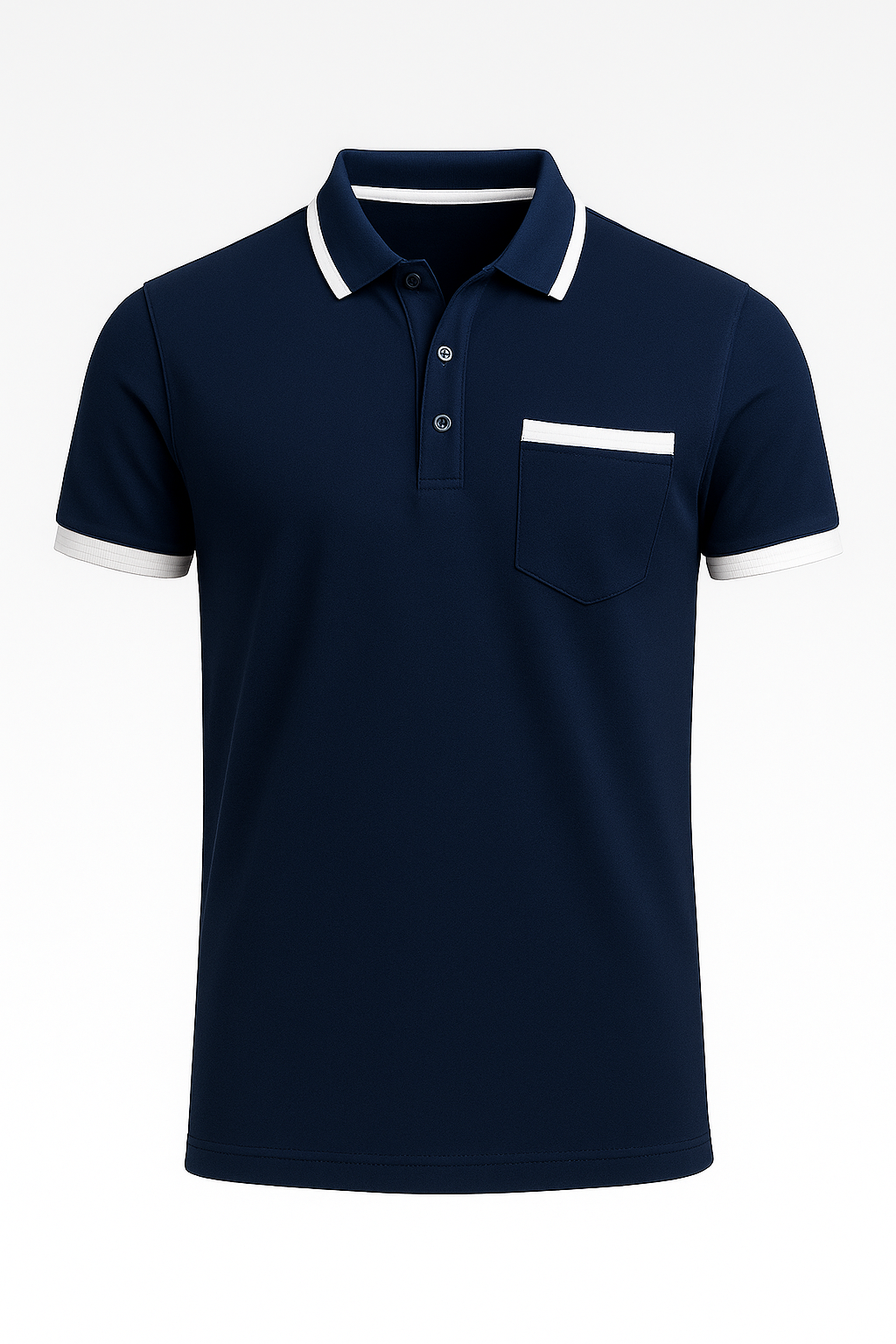 Rue | Elegant herrepolo med kontrastdetaljer - Mørkeblå - Rue | Elegant herrepolo med kontrastdetaljer - €25 - {{ product_tags }