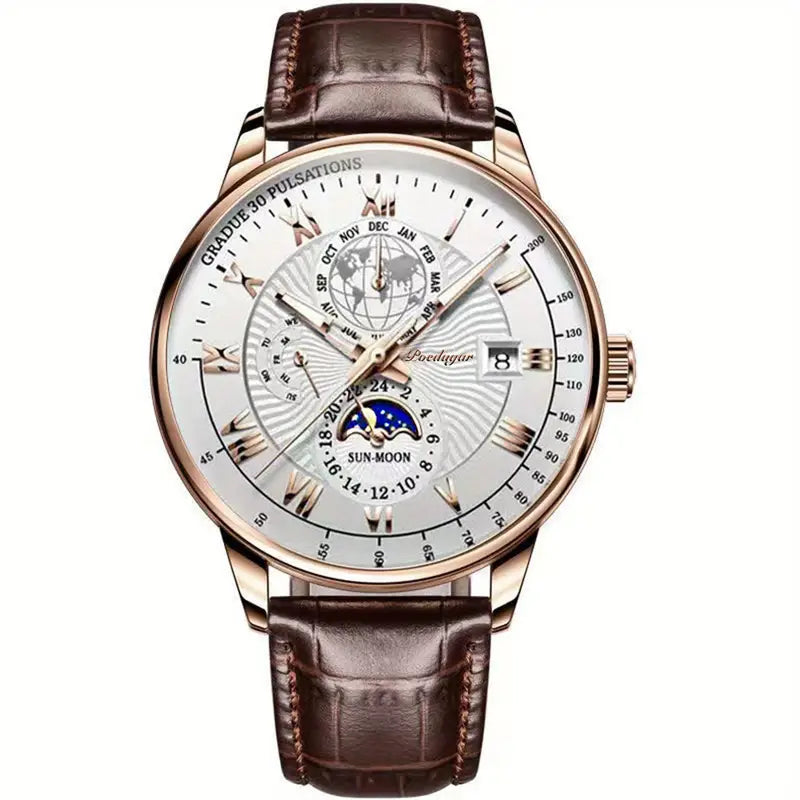 PhaseClock™ - Mekanisk luksusur til mænd - Rose guld hvid - watches - {{ product_tags }