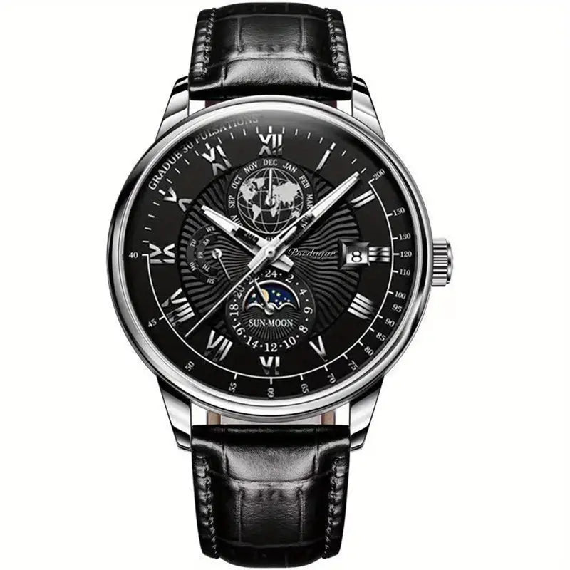 PhaseClock™ - Mekanisk luksusur til mænd - Sølv Sort - watches - {{ product_tags }