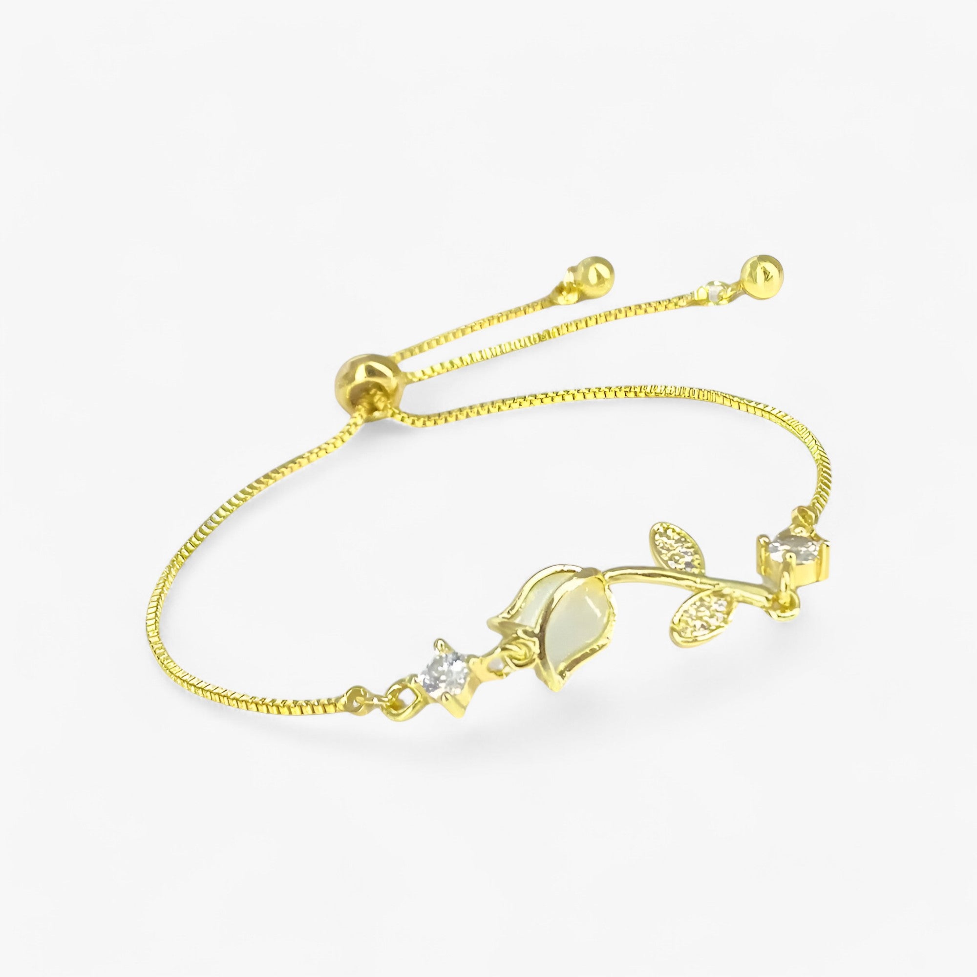 Strålende Tulp | Opal-Charm-Armbånd - Florale Brillans - Guld - women's fashion - {{ product_tags }