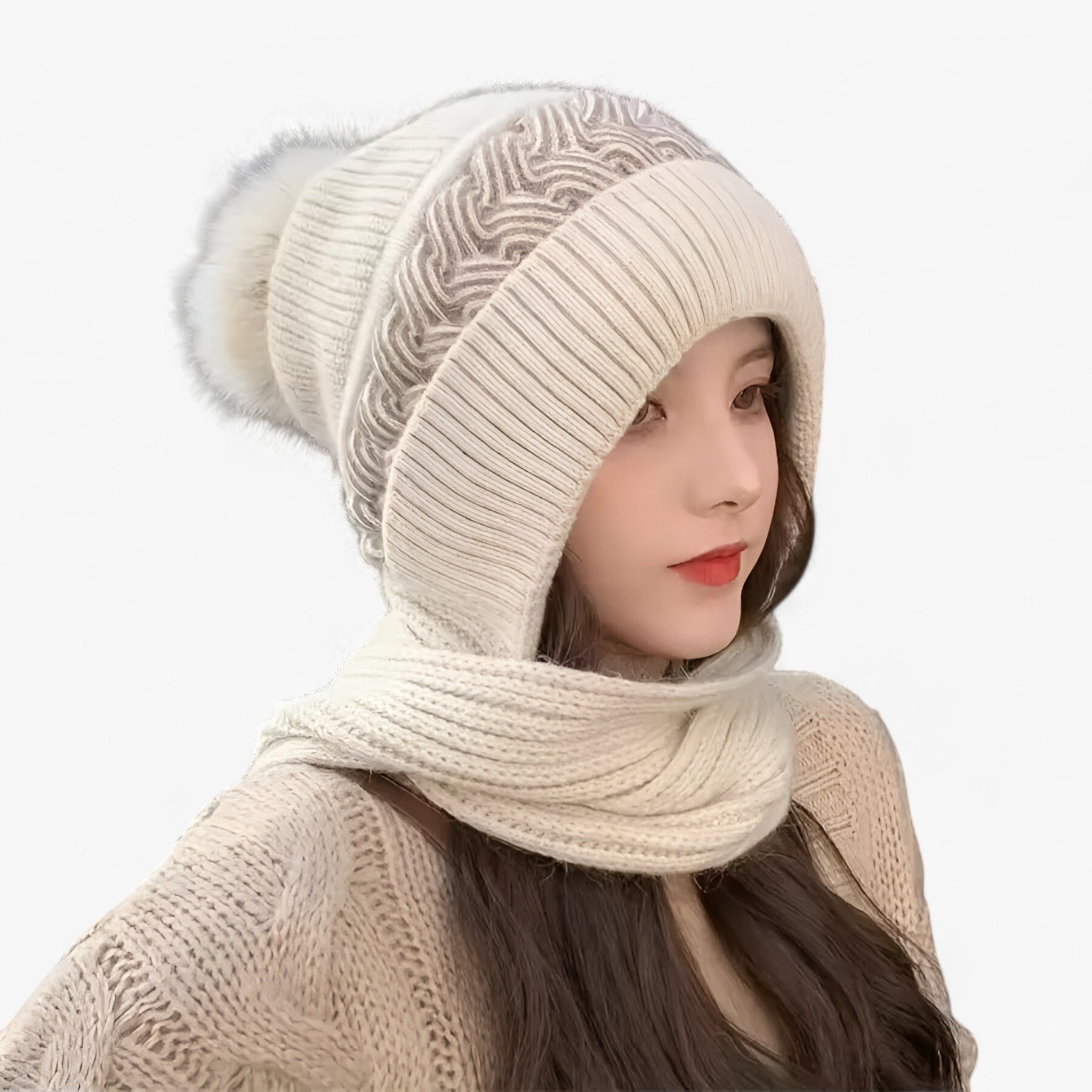 Sofie | Alt-i-en Strikket Vinterhue – Varm, Komfortabel og Vindafvisende - MISI - winter - {{ product_tags }