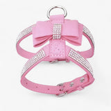 Bella | Velvet Canvas Harness with Bow and Rhinestones