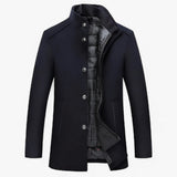Men's Wool Coat - Warm Winter Coat Navy Blue