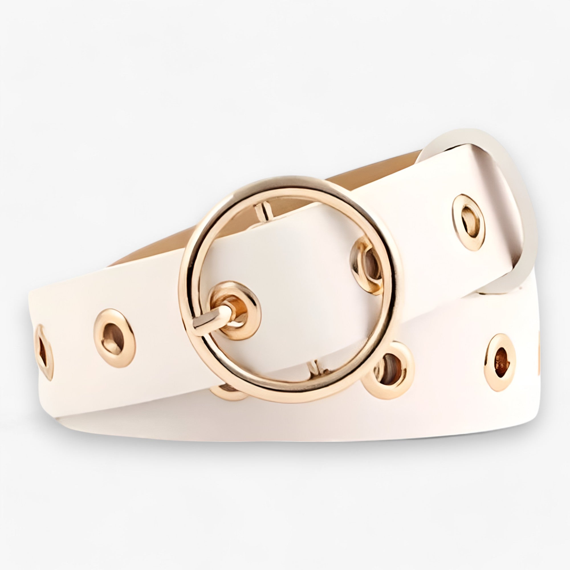 Stil | Læderbælte med Rund Spænde - Klassisk og Raffineret - Hvid - men's fashion - {{ product_tags }
