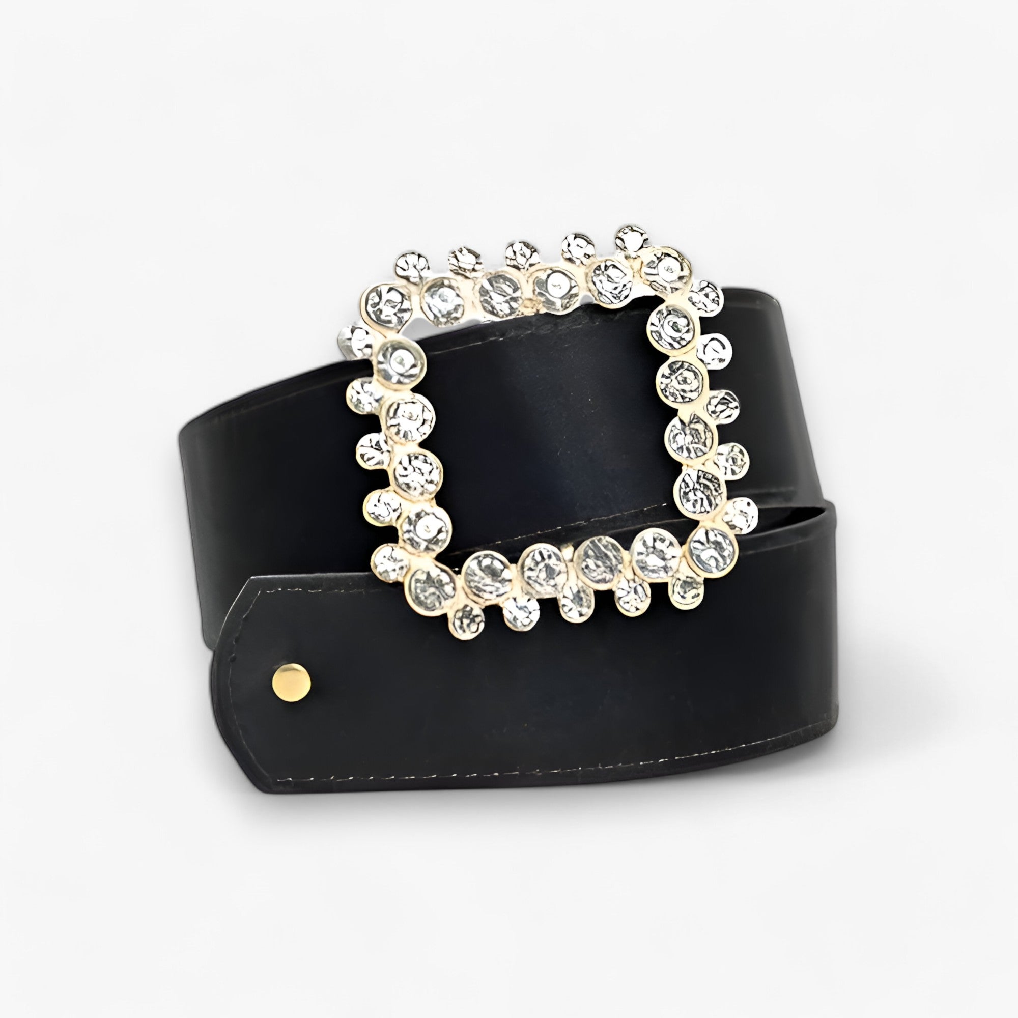 Strass | PU-bælte - Glamourøst med Glitrende Spænde - Sort - women's fashion - {{ product_tags }