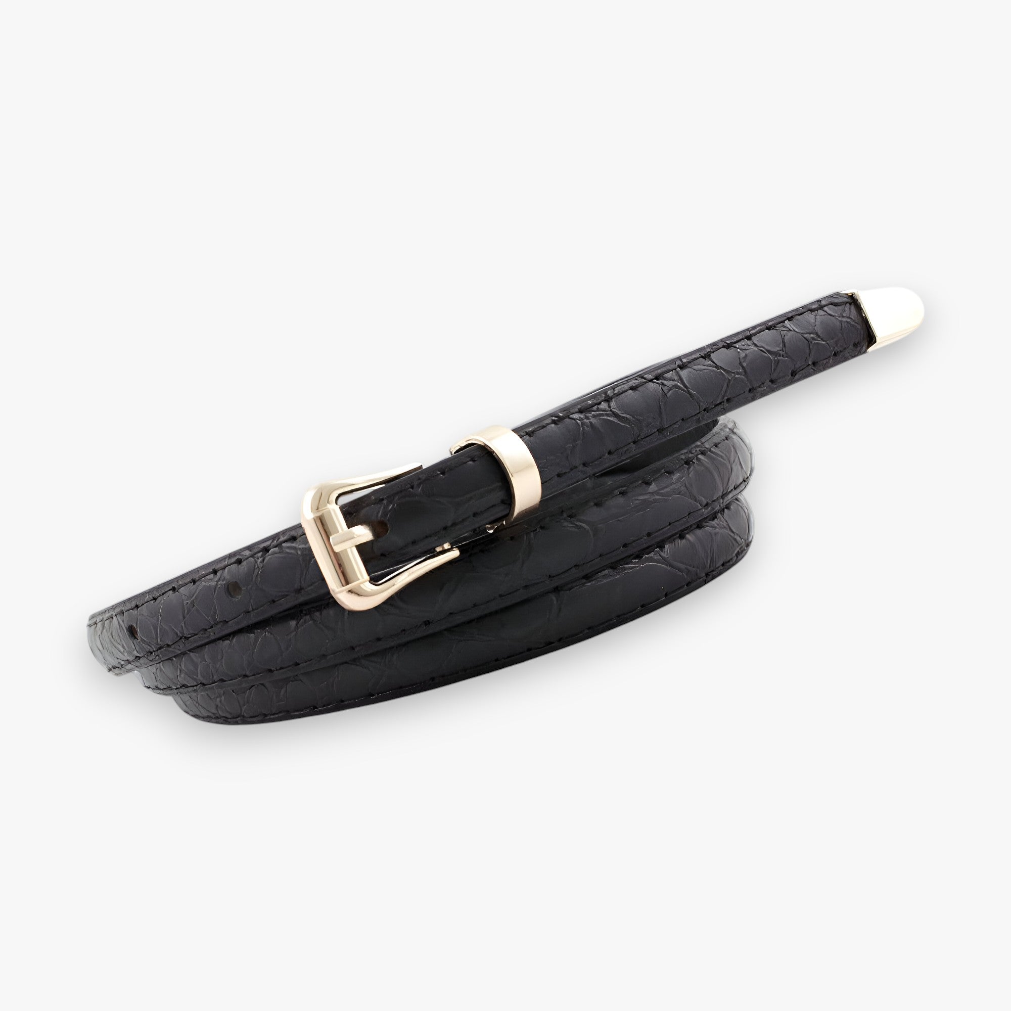 Stilfull | Damernes ormskinnsmønsterbælte - Elegant og trendy - Sort - women's fashion - {{ product_tags }