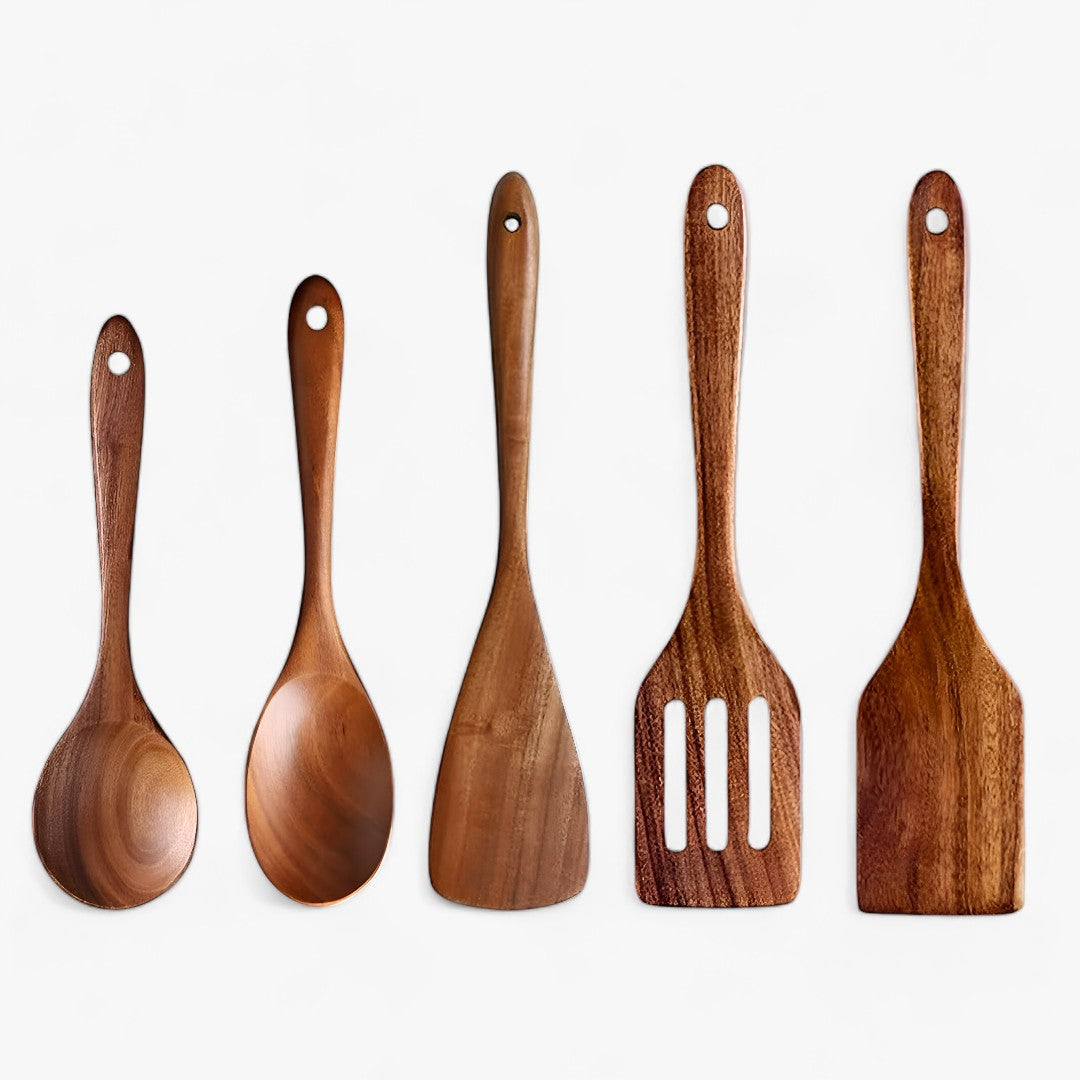TeakCraft | 7-delt bestiksæt - Forbedre din madlavningsoplevelse - 2 - house & garden - {{ product_tags }