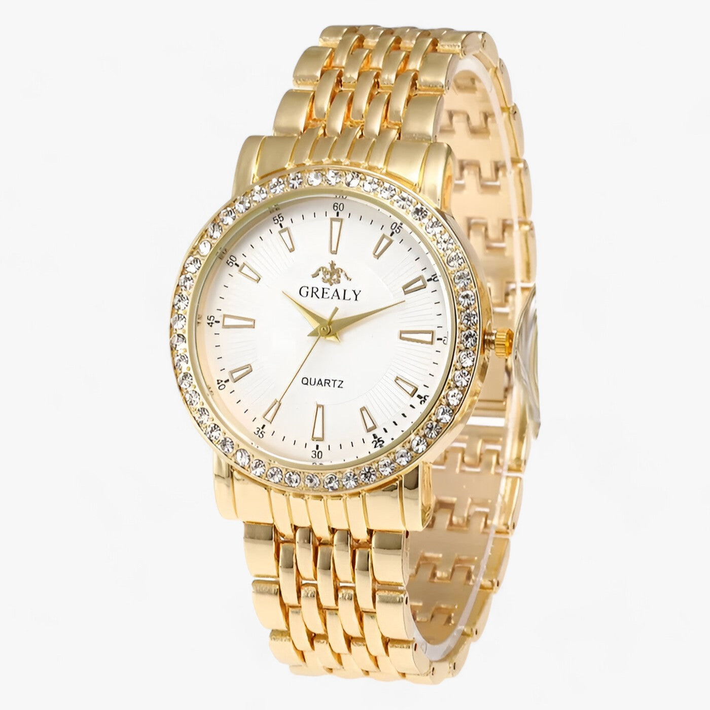 LUXUS | Quarzuhr i rustfrit stål - luksus og præcision i kombination - Guld hvid stor - watches - {{ product_tags }
