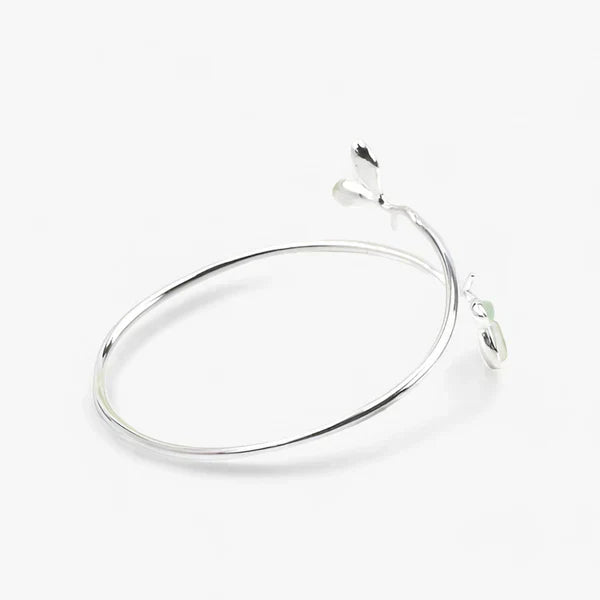 Smaragd | Sølvarmbånd Bangle med Grønne Blade - Naturinspireret Elegance - - watches - {{ product_tags }