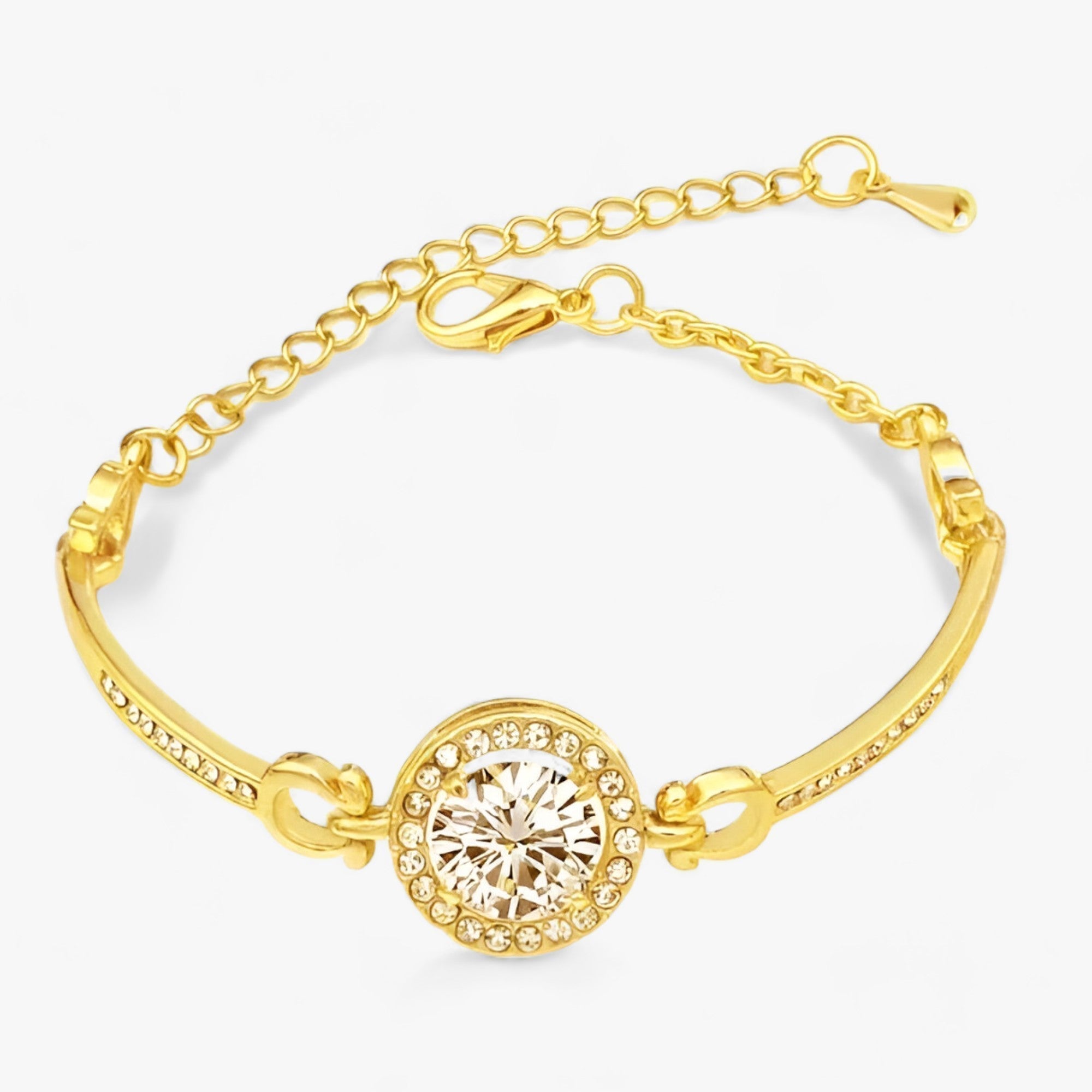 Kristallglans | Platiniumbelagt kobberarmbånd - Elegant glitter - Guldfarve Orange - women's fashion - {{ product_tags }