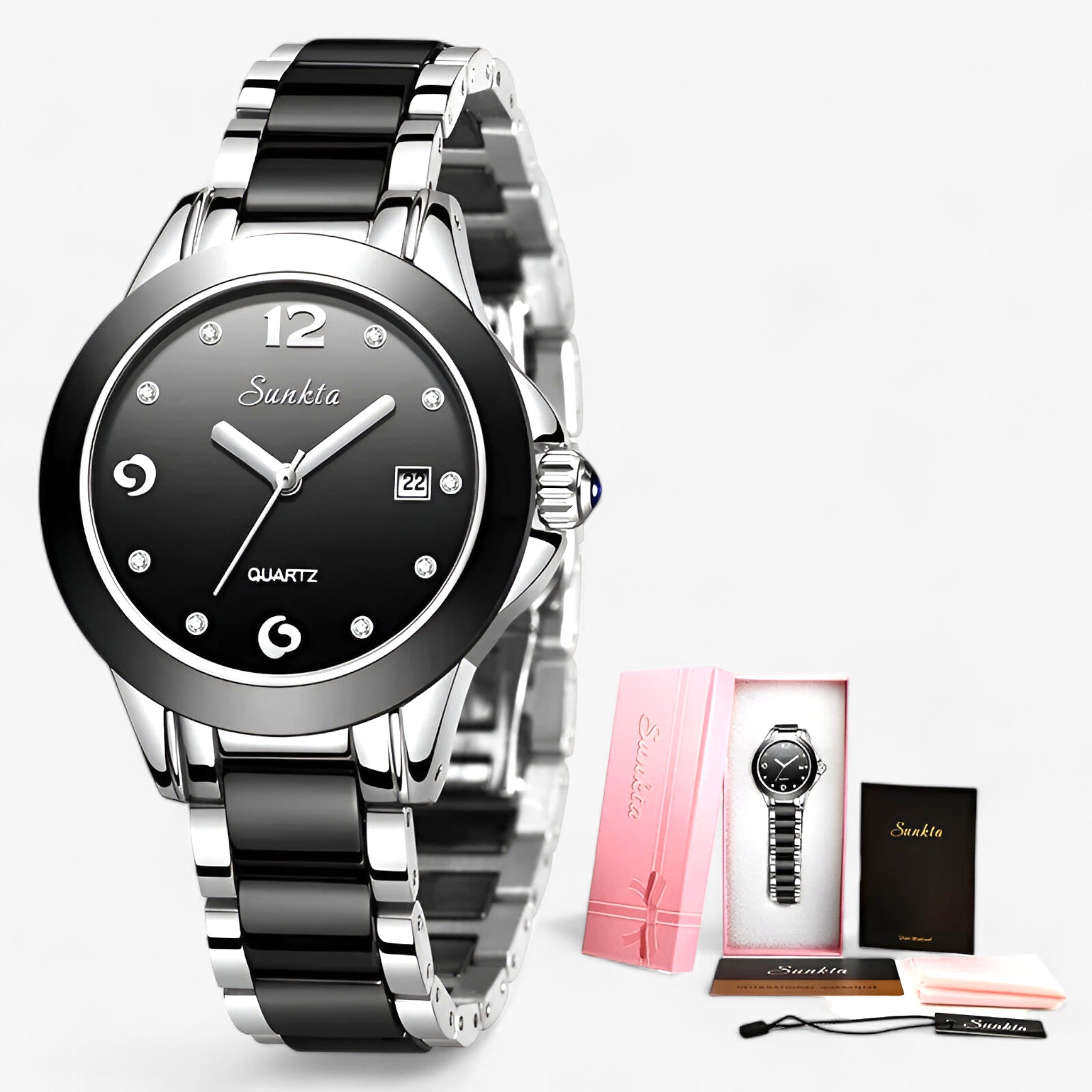 MIRABELLE | Keramikklokke - Tidløs skønhed og pålidelighed - Sølv Sort - watches - {{ product_tags }