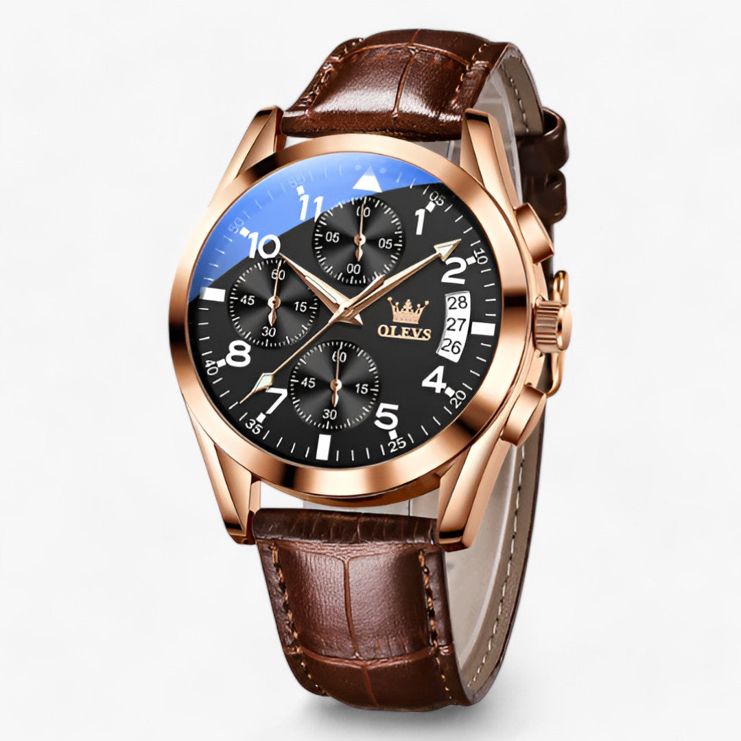 Vanguard | Lysende Kvartsur - Elegant & Vandafvisende - Brun sort - watches - {{ product_tags }