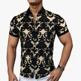 CoolFit | Stretch collar shirt with 3D floral print - Modern design with comfort