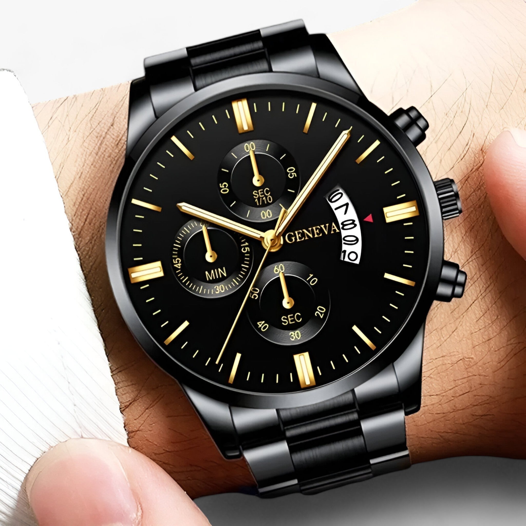 MAGNUS | Elegant sort kvartsur - stilfuld tidtagning til den moderne livsstil - - watches - {{ product_tags }