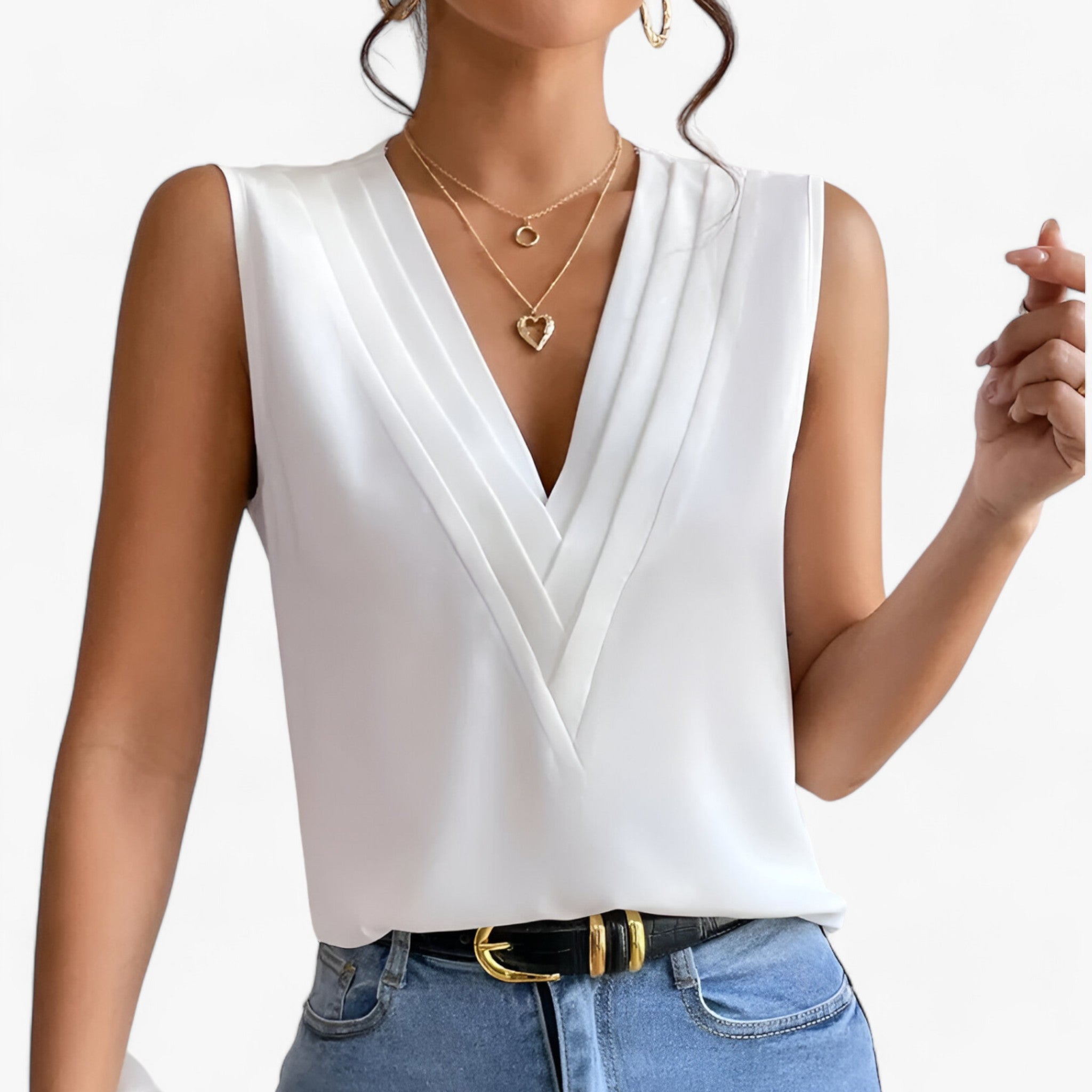 Lieselotte | Ærmeløs Bluse - Til en komfortabel og afslappet stil - Hvid - women's fashion - {{ product_tags }