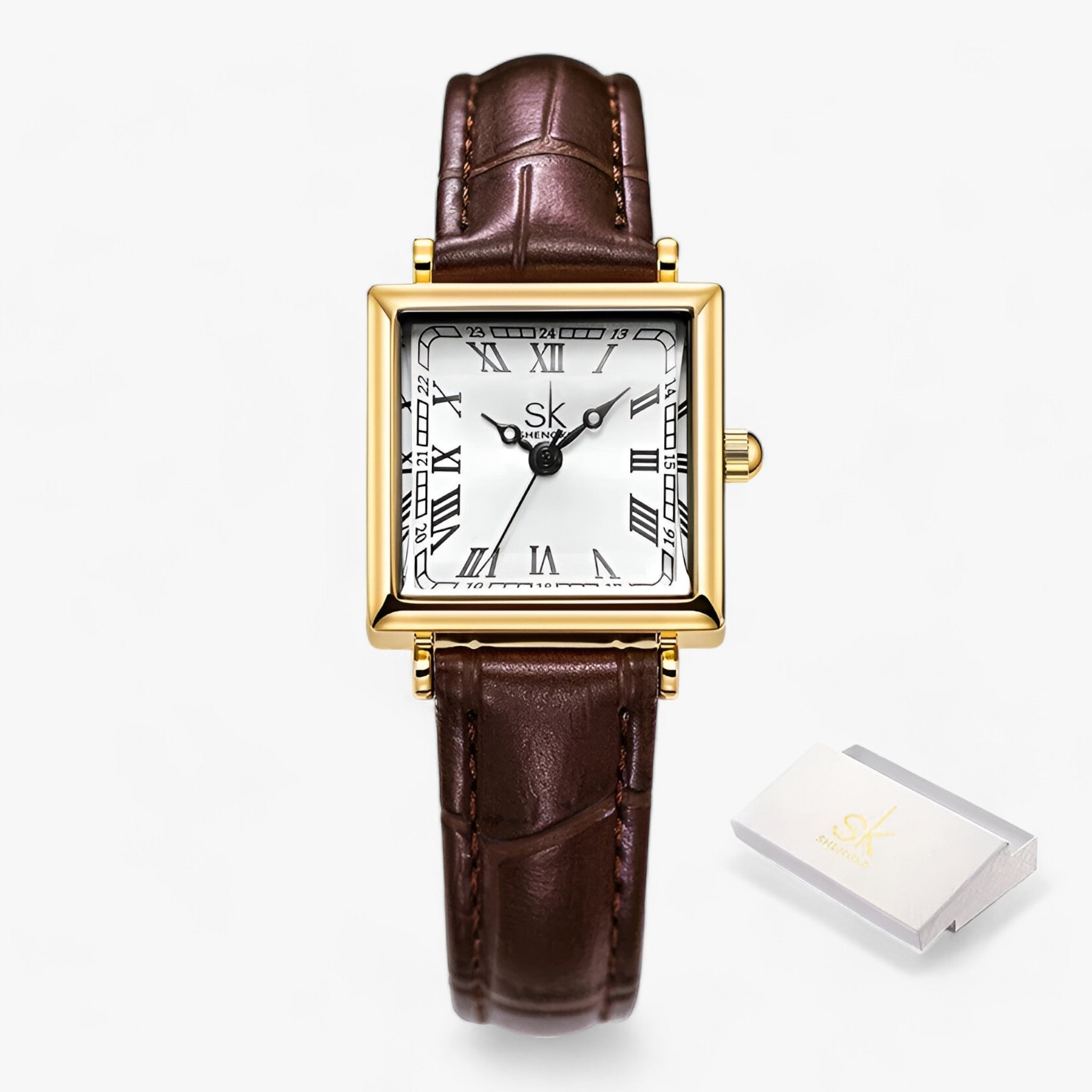 CHARLOTTE | Quadrat Dameur - Udsøgt og elegant til særlige lejligheder - Brun - watches - {{ product_tags }
