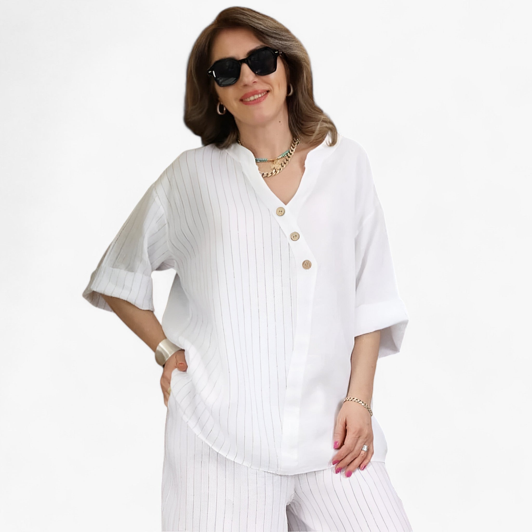 Cotta | Damernes Fritids Sæt i Bomulds-Linned - Ultimativ Komfort & Stil - - women's fashion - {{ product_tags }