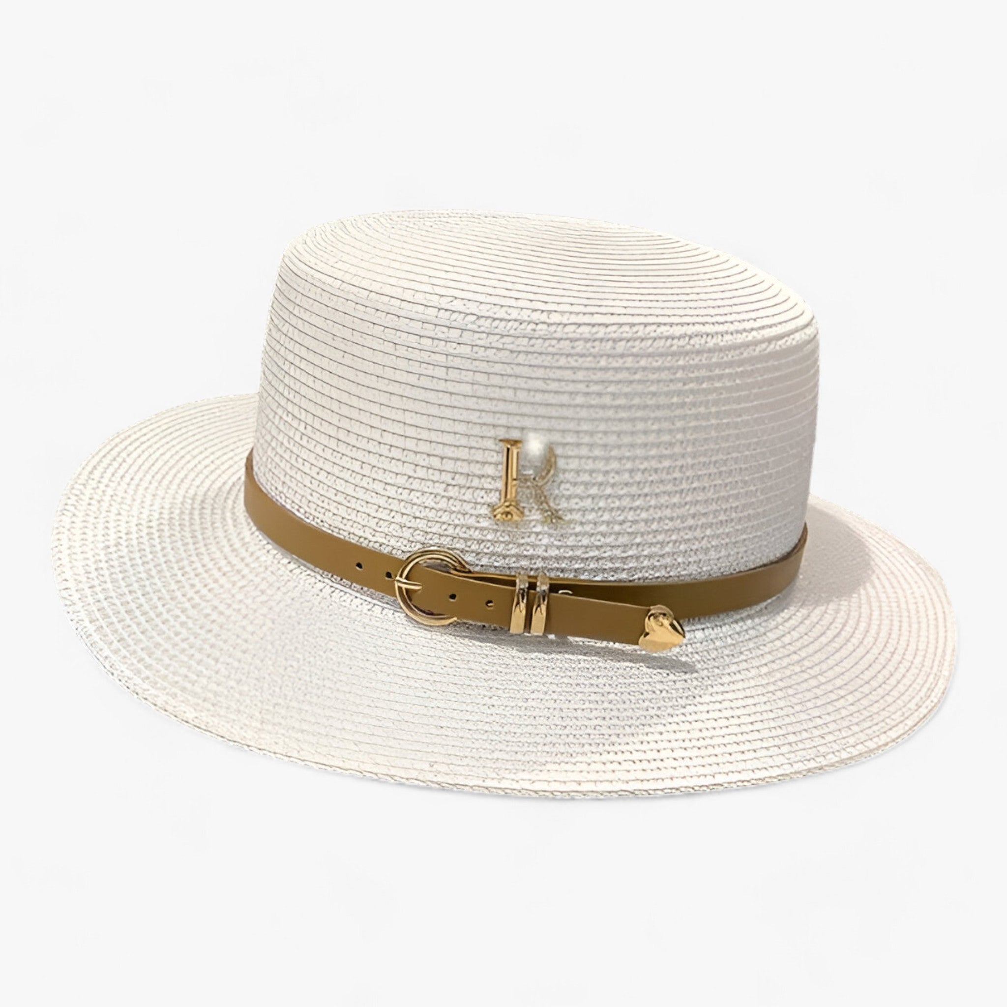 Lily | Flad stråhat: elegant solbeskyttelse til sommeren - Hvid - women's fashion - {{ product_tags }